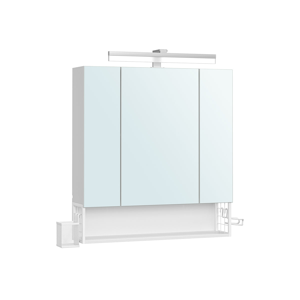 Meuble de salle de bain 3 portes miroir blanc nuage