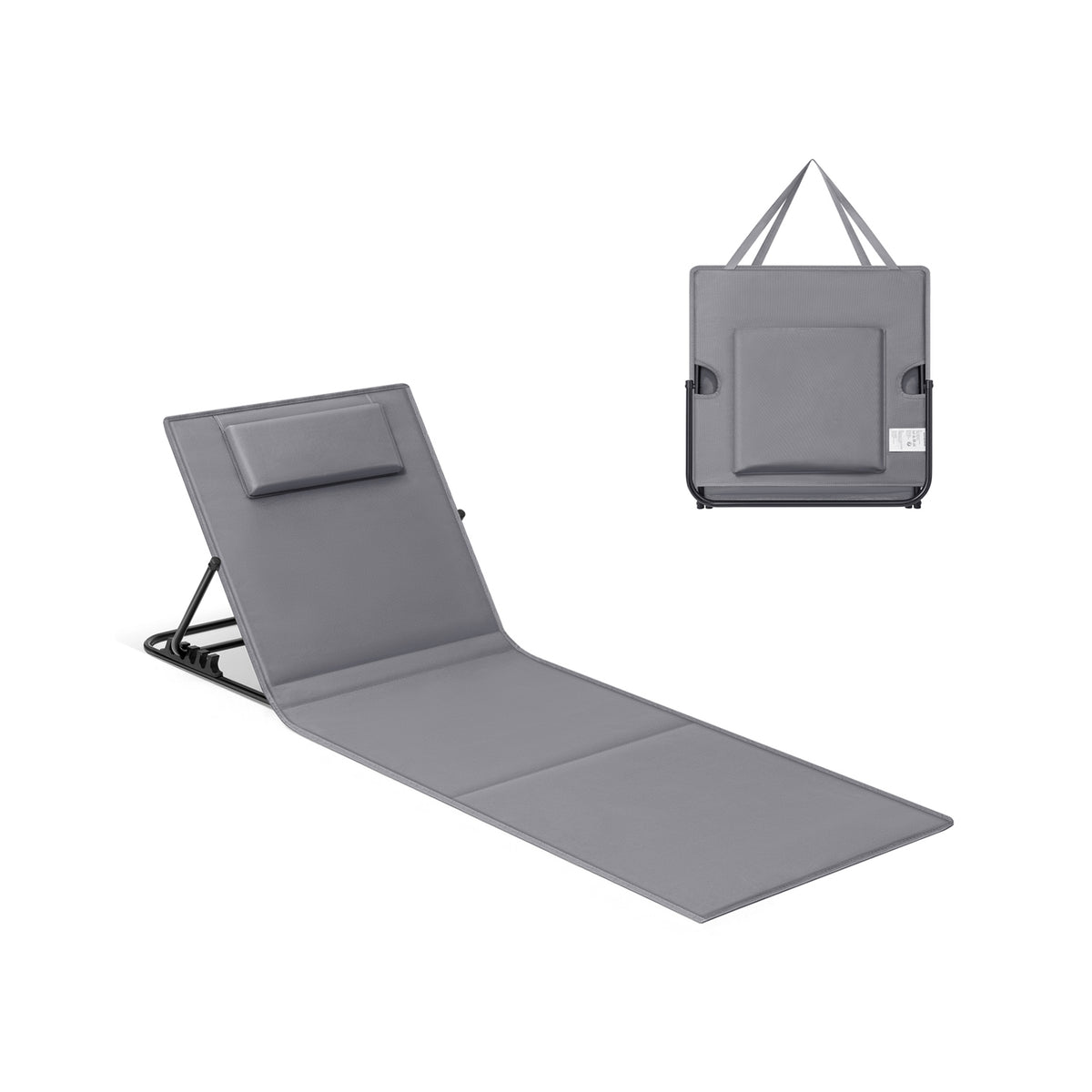 Chaise longue portable avec bandoulières 158 x 55 cm gris ardoise