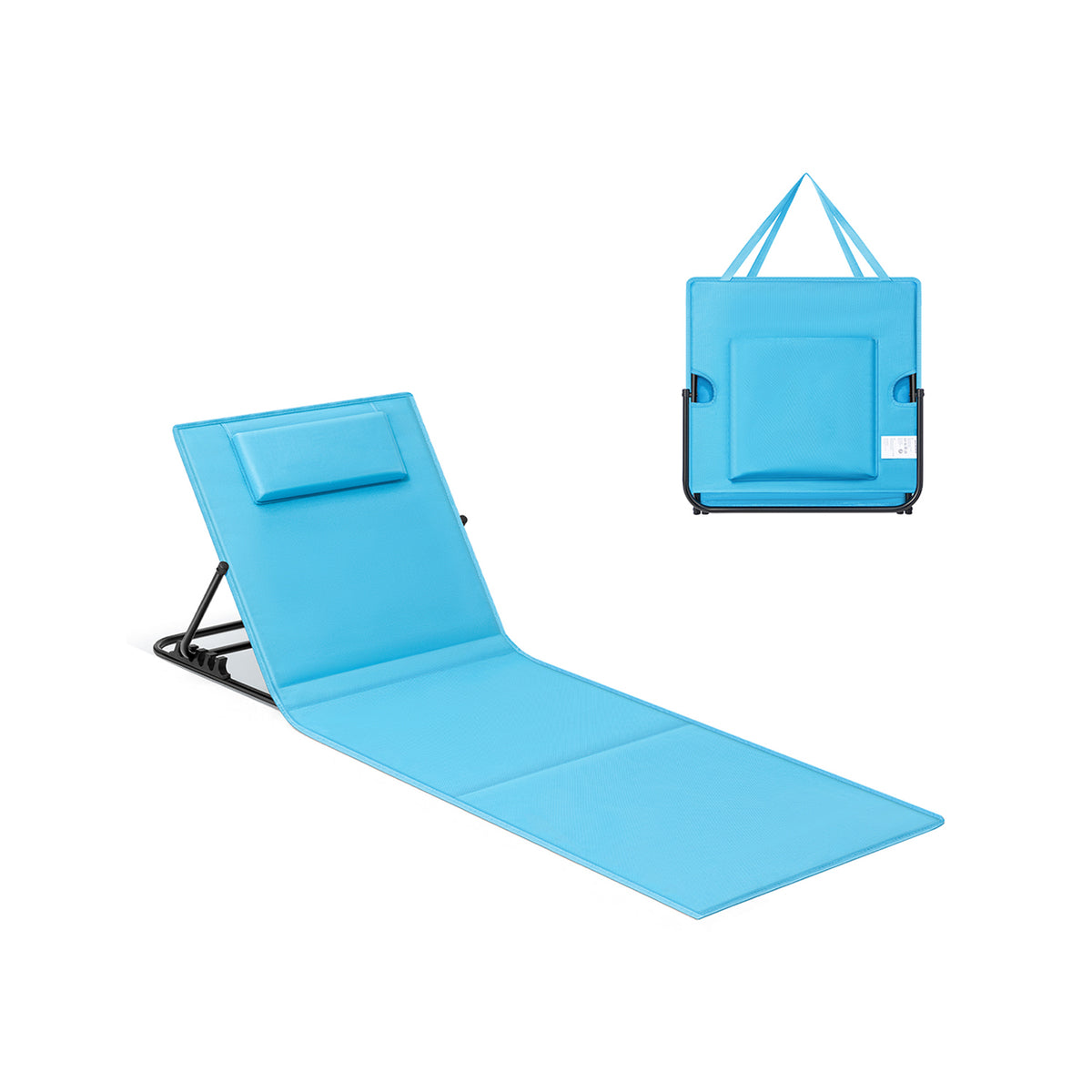 Chaise longue portable avec bandoulières 158 x 55 cm bleu ciel