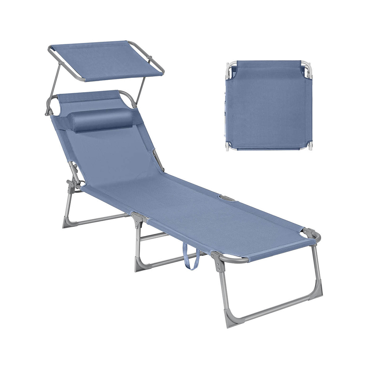 Bain de soleil 193 x 53 x 29 cm dossier inclinable gris foncé