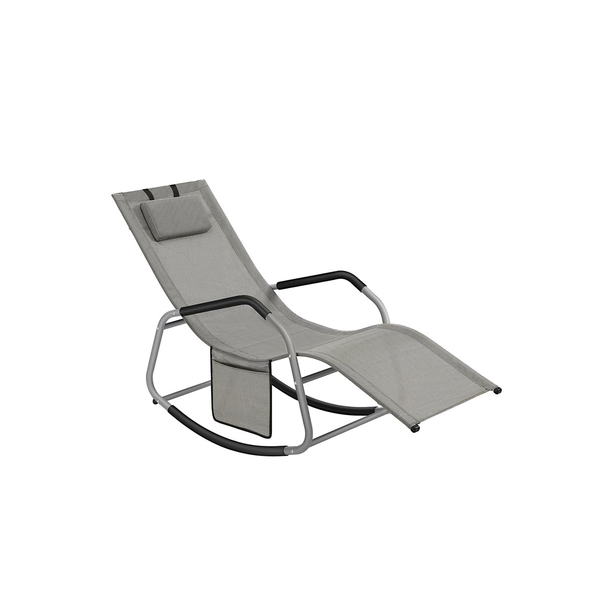 Fauteuil à bascule cadre en acier 151 x 56 x 90 cm gris tourterelle