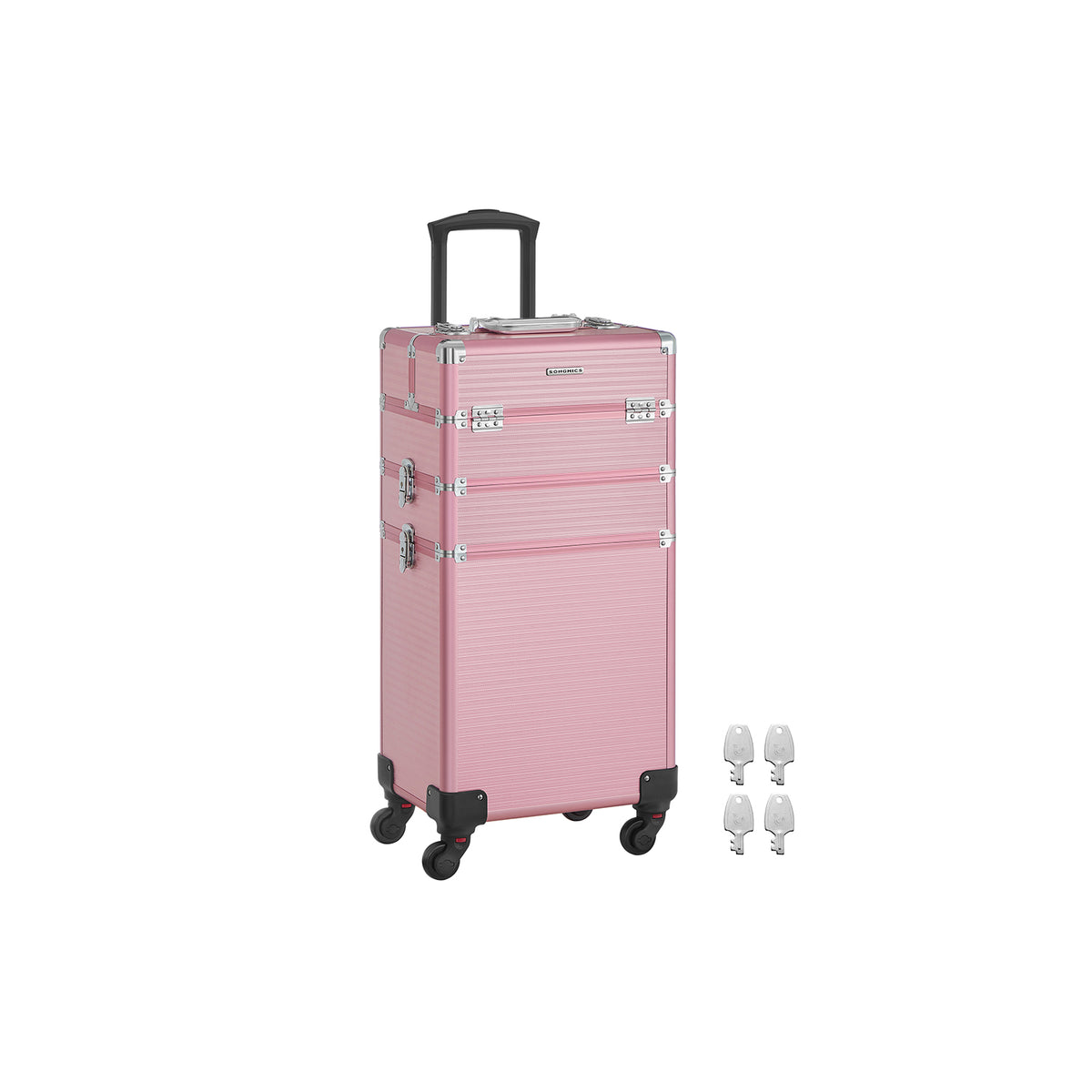 Valise de maquillage professionnel 3-en-1 rose bonbon