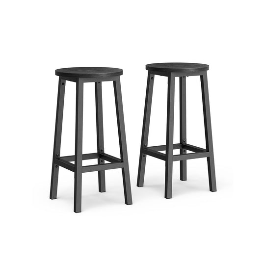 2 Tabouret de bar noir bois et noir classique