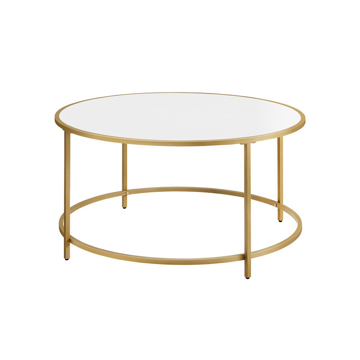 Table basse ronde blanc doré