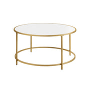 Table basse ronde blanc doré