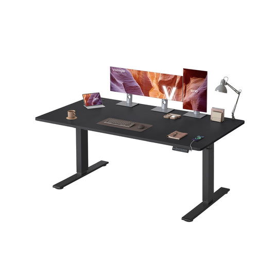 Bureau Électrique Réglable en Hauteur avec Port USB-C, Support pour Multiprise, Rappel de Sédentarité