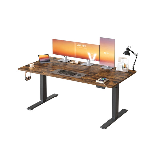 Bureau Électrique Réglable en Hauteur avec Port USB-C, Support pour Multiprise, Rappel de Sédentarité