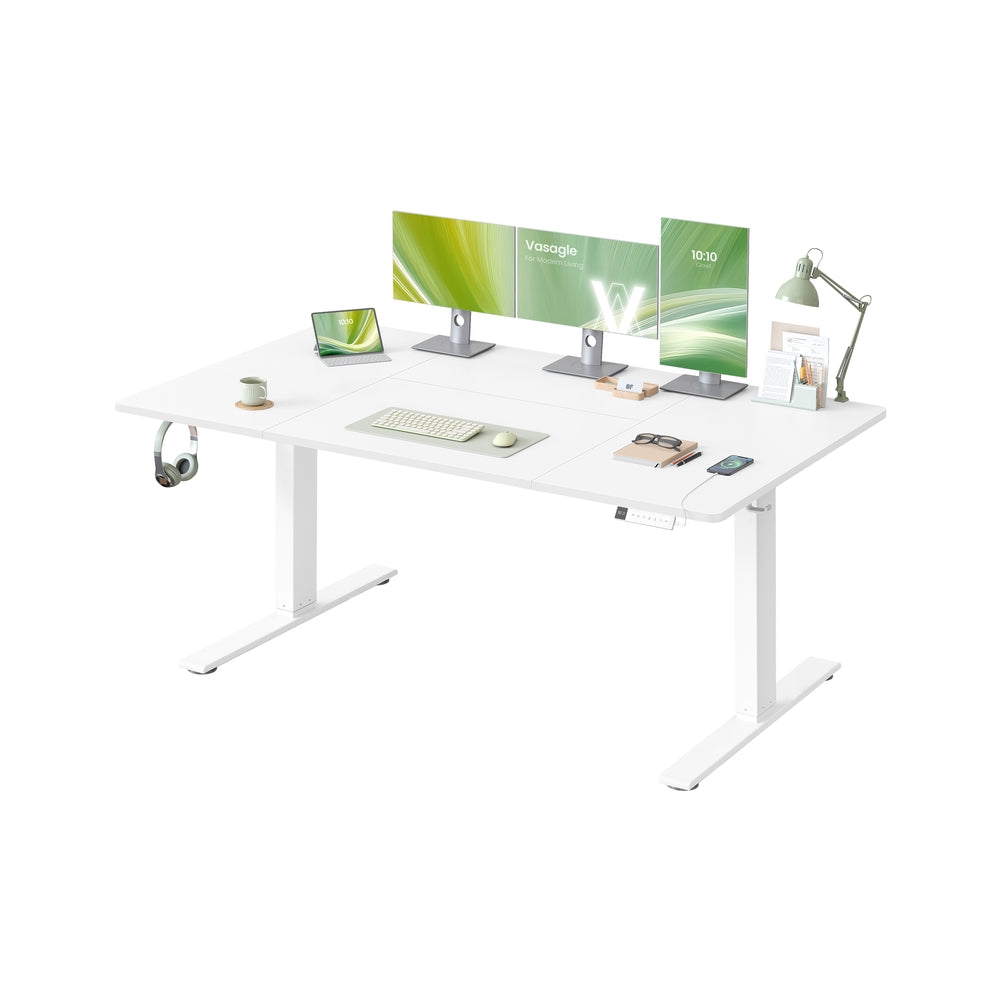 Bureau Électrique Réglable en Hauteur avec Port USB-C, Support pour Multiprise, Rappel de Sédentarité
