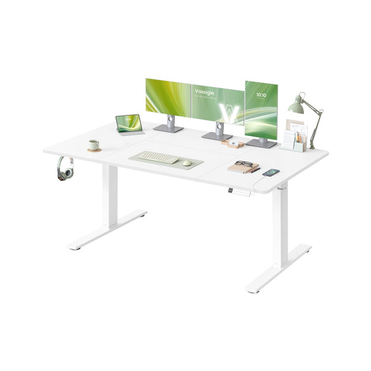 Bureau Électrique Réglable en Hauteur avec Port USB-C, Support pour Multiprise, Rappel de Sédentarité