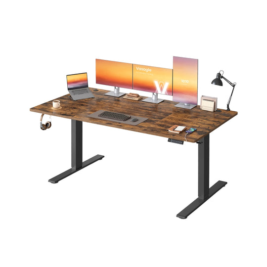 Bureau Électrique Réglable en Hauteur avec Port USB-C, Support pour Multiprise, Rappel de Sédentarité