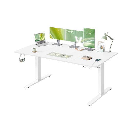 Bureau Électrique Réglable en Hauteur avec Port USB-C, Support pour Multiprise, Rappel de Sédentarité