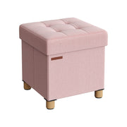 Pouf avec rangement pliable rose bonbon