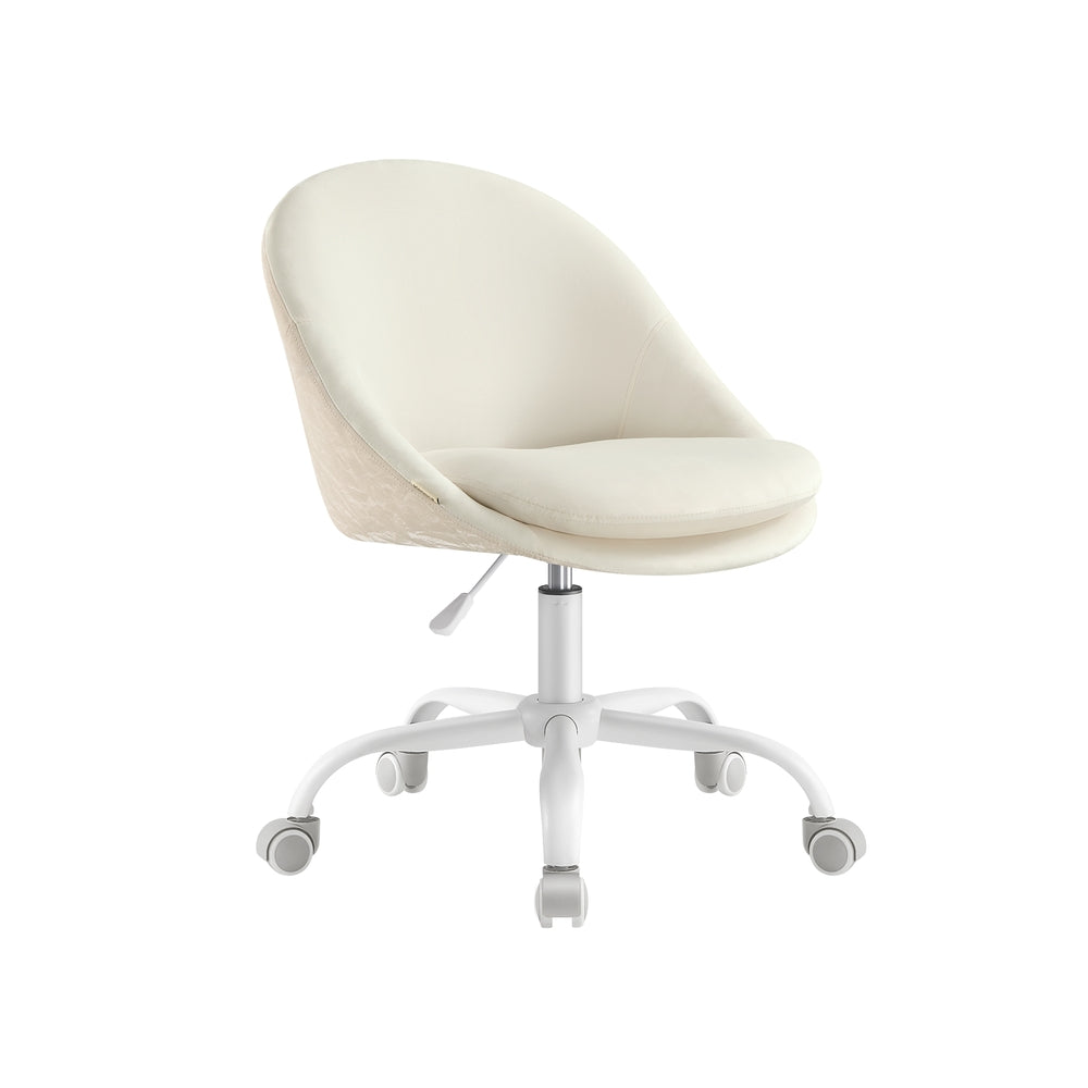 Chaise de bureau pivotant et réglable en hauteur Blanc Crème