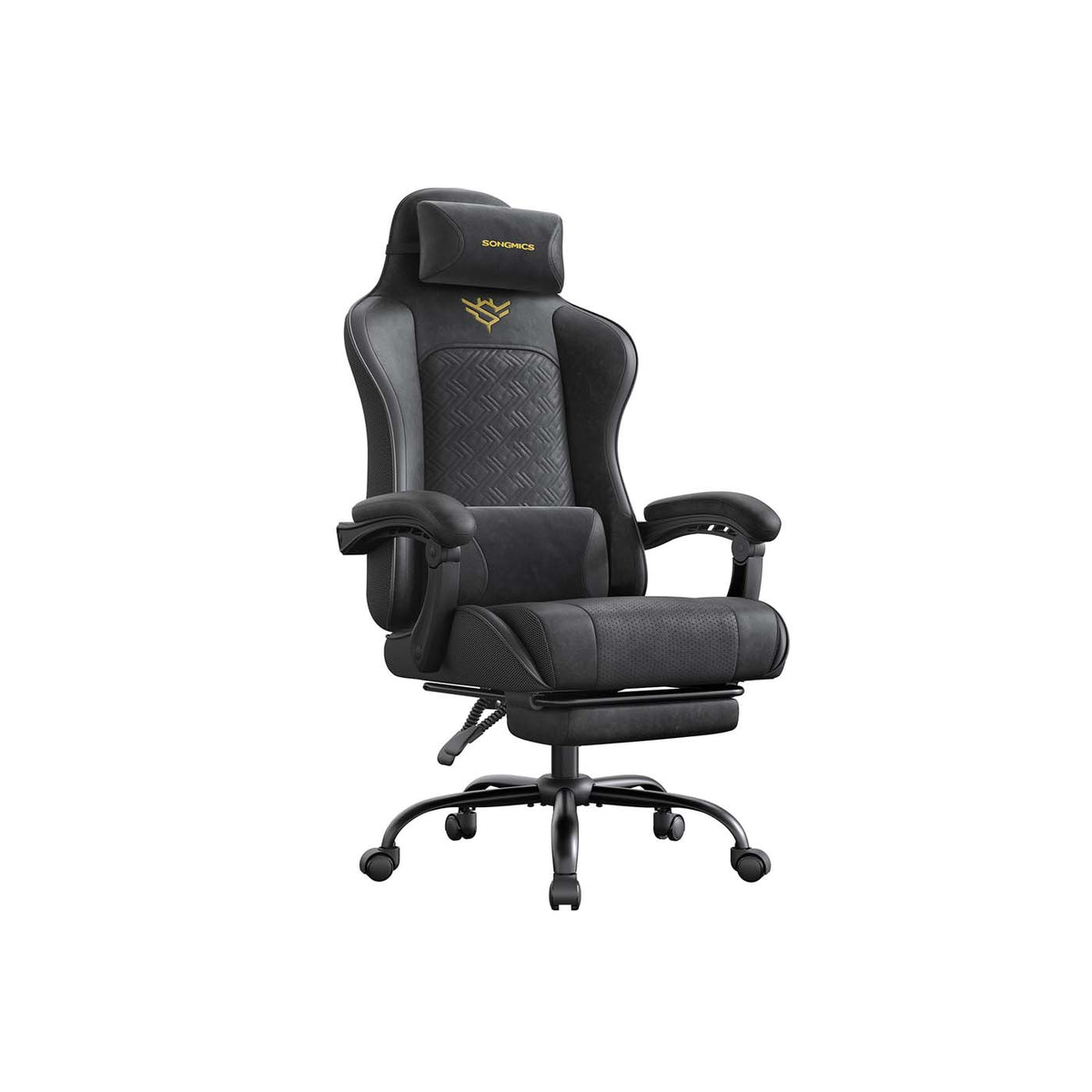 Chaise gaming ergonomique avec repose-pieds et coussin à ressorts