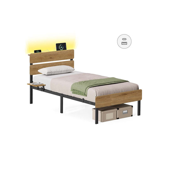 Cadre de lit avec éclairage LED et ports USB