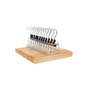 12 Cintres pinces bois clair